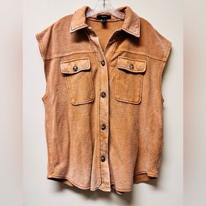Forever 21 Sleeveless Jacket Vest Women’s Large Terry Brown Free People Style